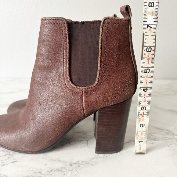 Tory Burch Margaux Brown Distressed Leather Pull on Ankle Boots Women’s Size 8 - Picture 15 of 15